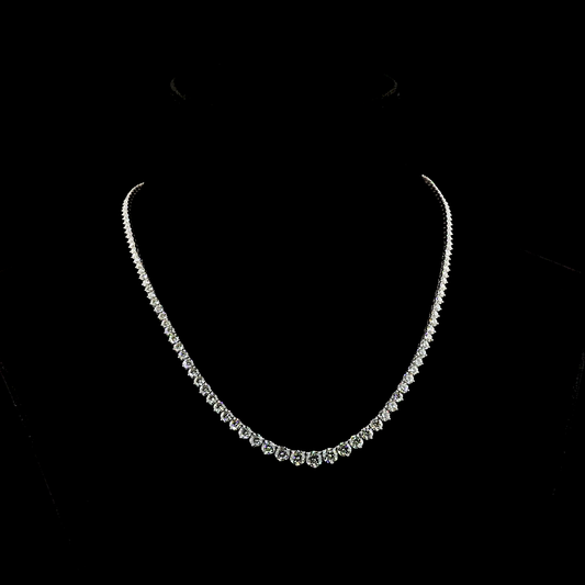 12.34 CTTW Round Lab Grown Diamond Riviera Necklace 16.5" (E Color and VS1 Clarity)