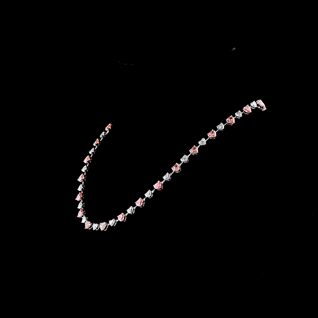 23.75 CTTW Heart Lab Grown Diamond Station Necklace 16" (FV.P Color and VS2 Clarity)