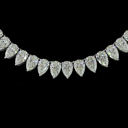 35.31 CTTW Pear Lab Grown Diamond Tennis Necklace 16" (E Color and VS1 Clarity)