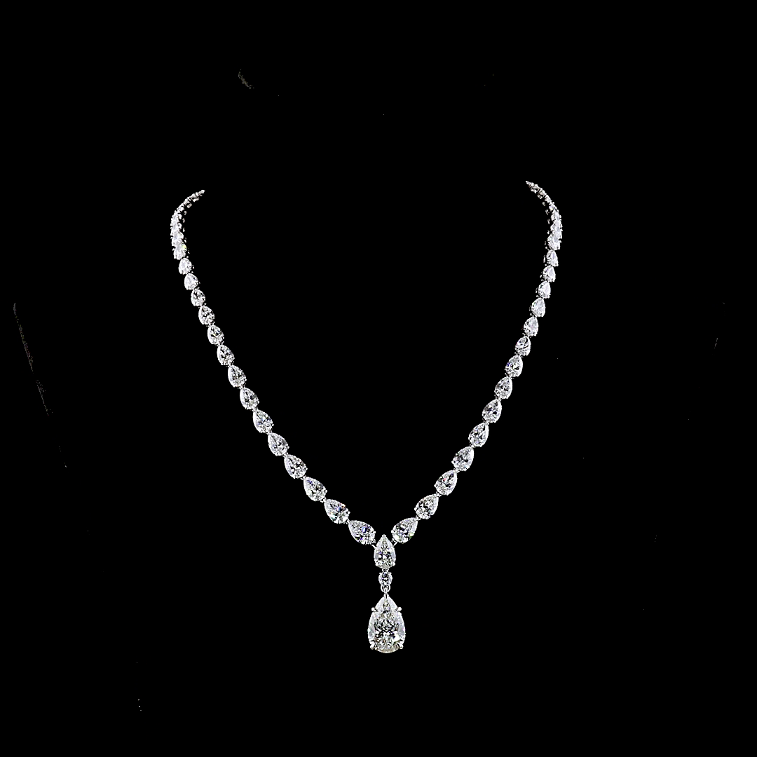 36.75 CTTW Pear Lab Grown Diamond Lariat Necklace 17" (F Color and VS1 Clarity)