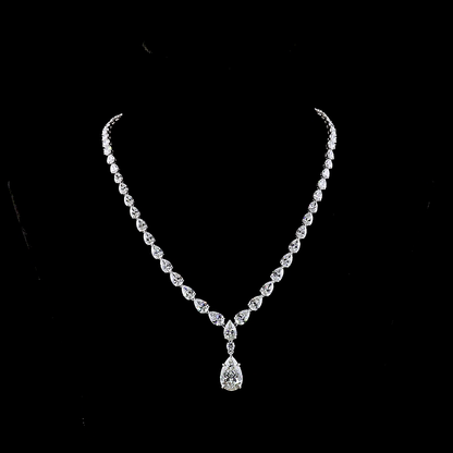 36.75 CTTW Pear Lab Grown Diamond Lariat Necklace 17" (F Color and VS1 Clarity)