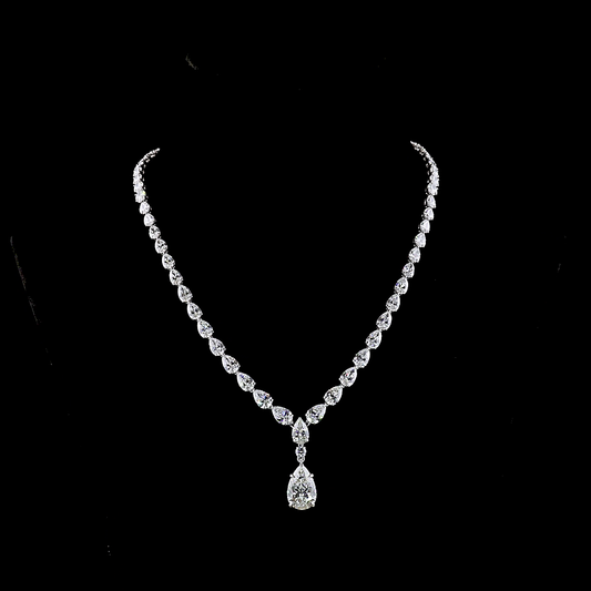36.75 CTTW Pear Lab Grown Diamond Lariat Necklace 17" (F Color and VS1 Clarity)