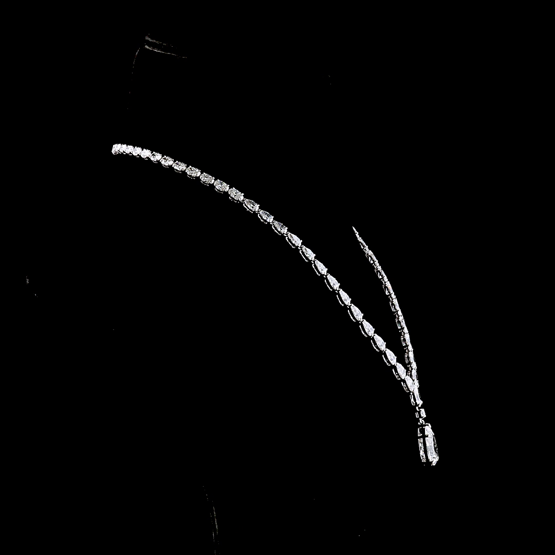 36.75 CTTW Pear Lab Grown Diamond Lariat Necklace 17" (F Color and VS1 Clarity)