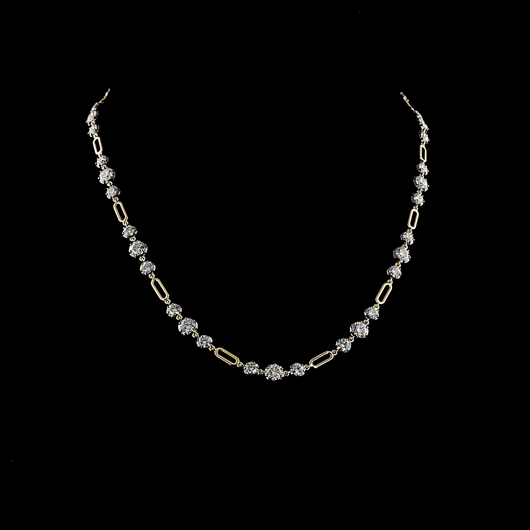 11.02 CTTW Round Lab Diamond Station Necklace (E Color and VS1 Clarity)