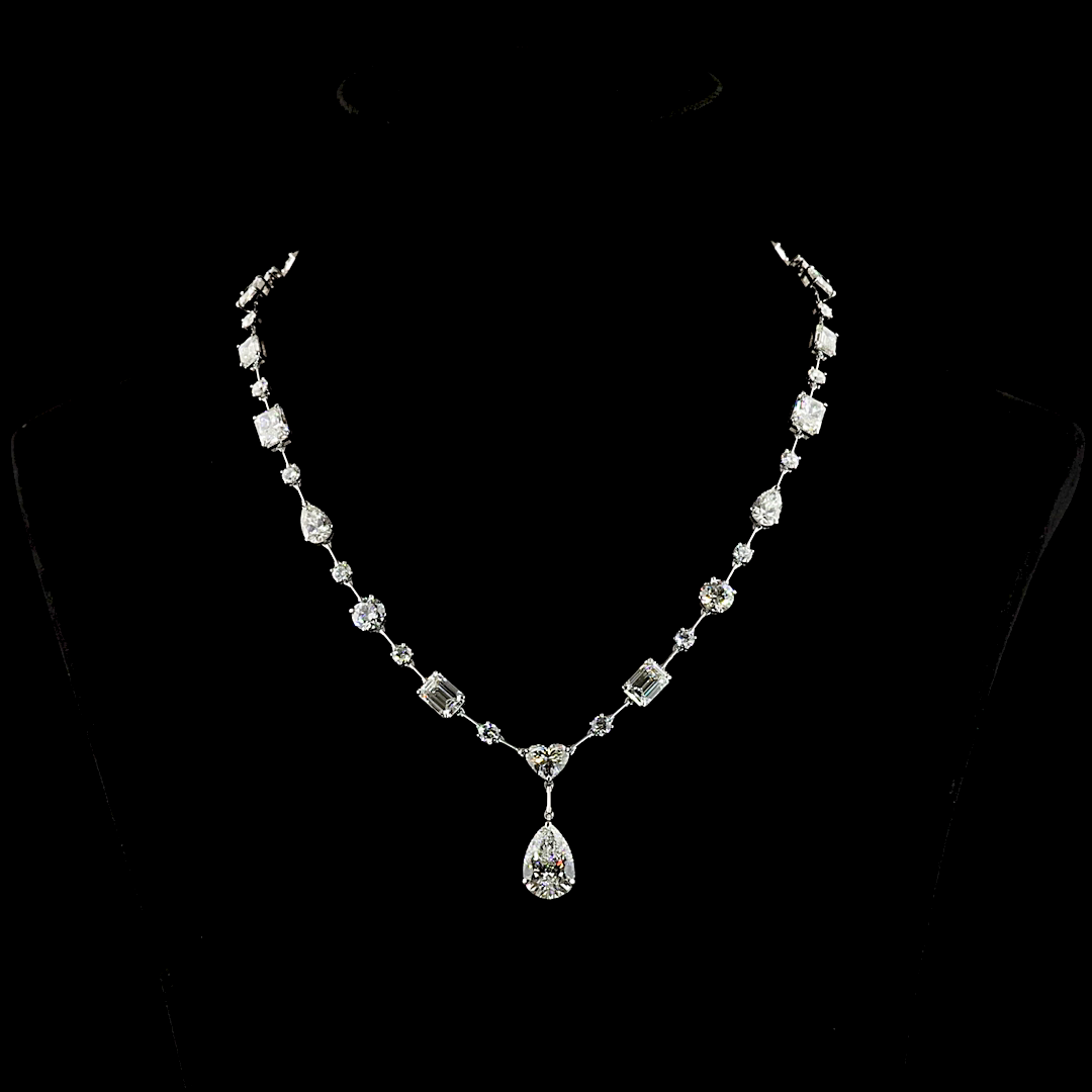 28.47 CTTW MIX Lab Grown Diamond Lariat Necklace 16.5" (F Color and VS1 Clarity)