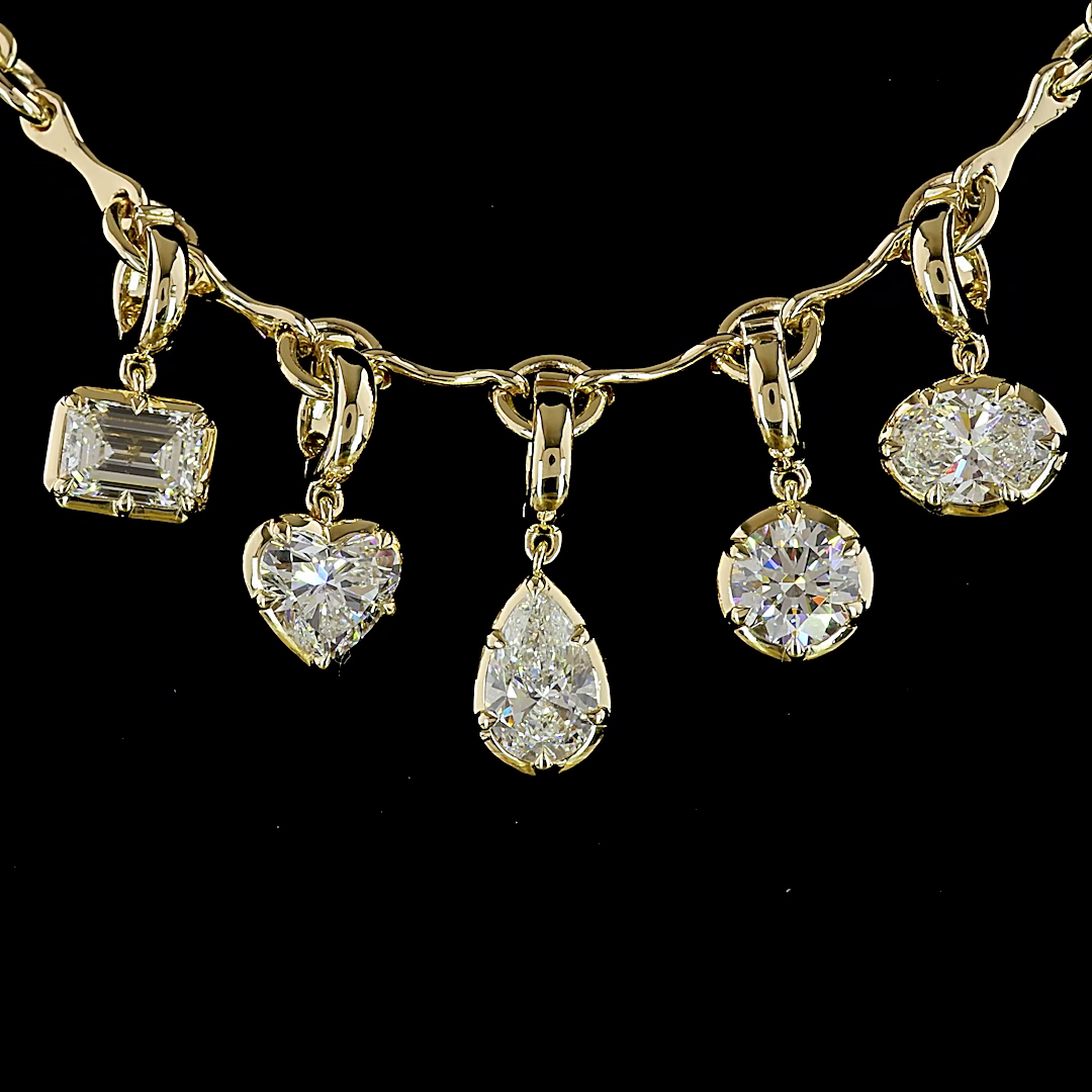 2.61 CTTW MIX Lab Grown Diamond 5 Stones Necklace 16" (E Color and VS1 Clarity)