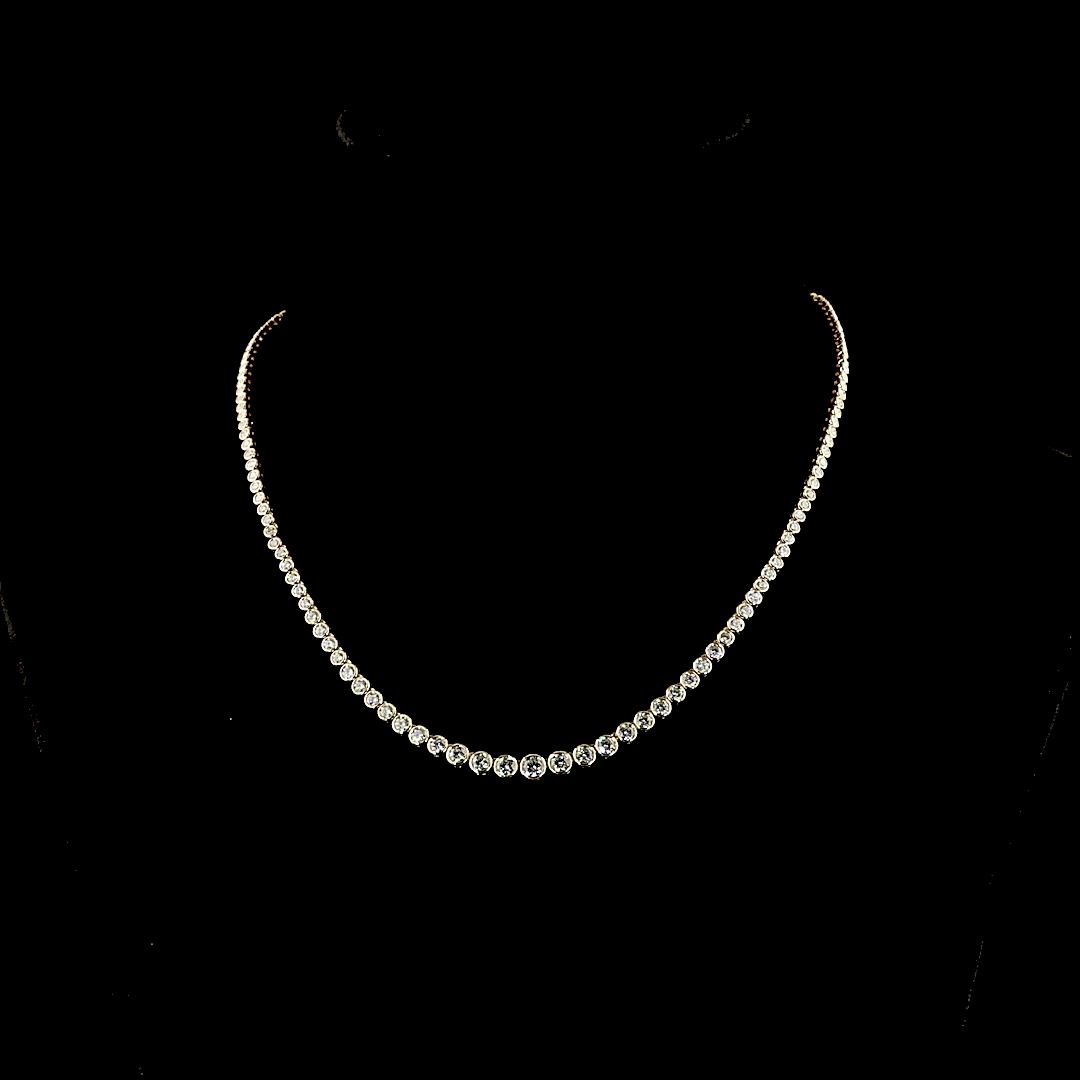 5.12 CTTW Round Lab Grown Diamond Riviera Necklace 16" (E Color and VS1 Clarity)
