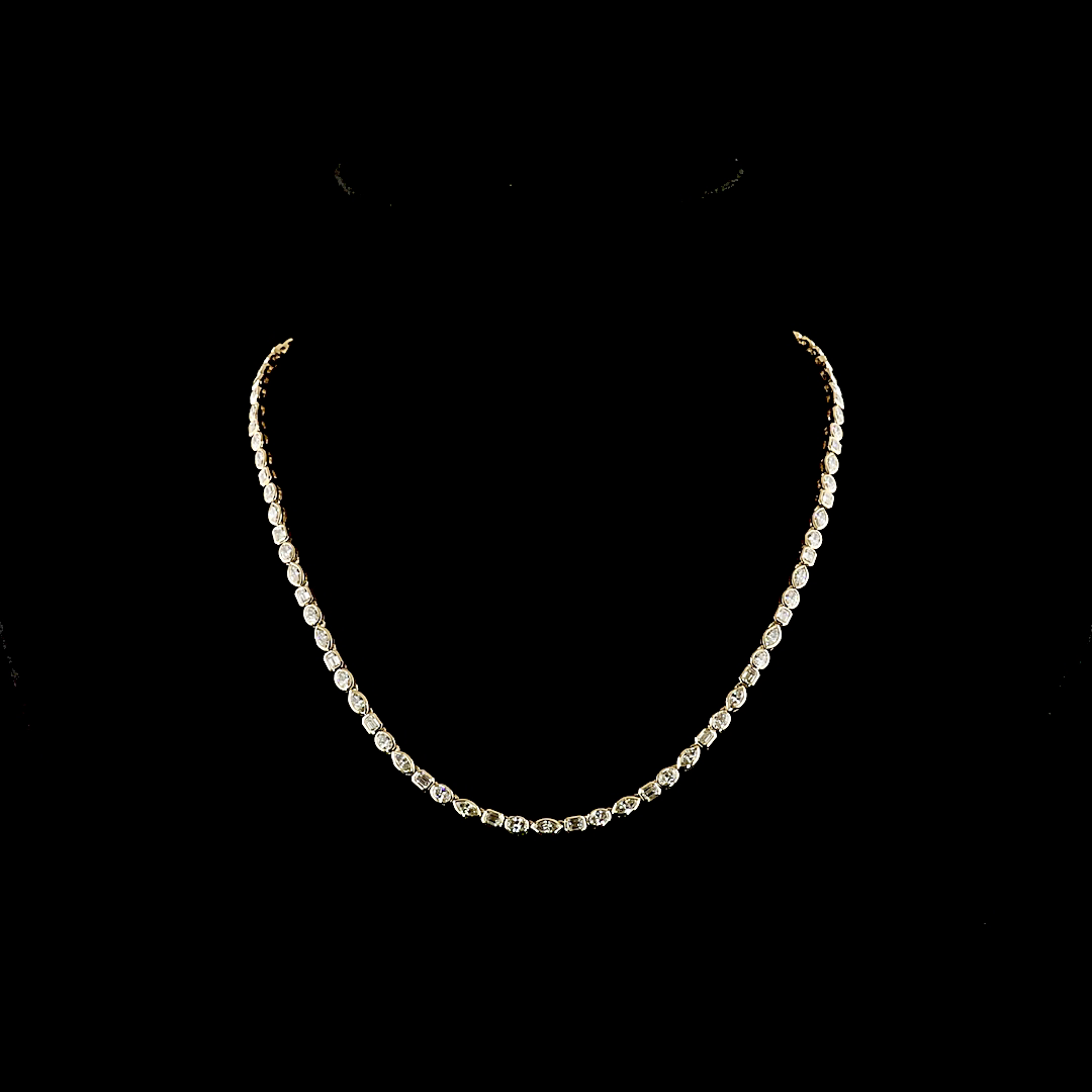 8.26 CTTW MIX Natural Diamond Tennis Necklace 16.5" (H Color and SI Clarity)