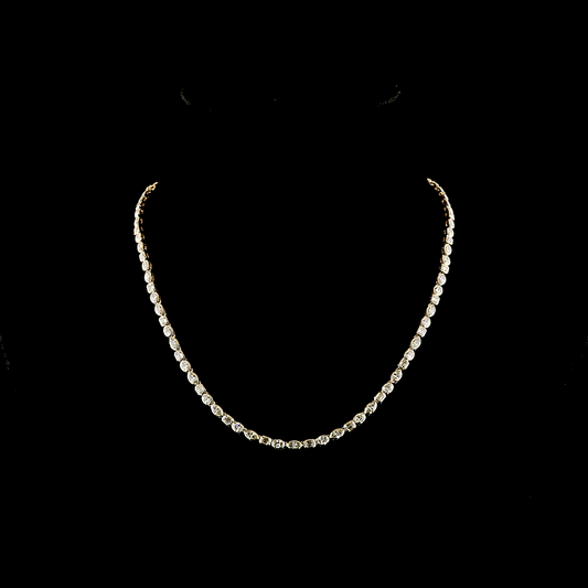 8.26 CTTW MIX Natural Diamond Tennis Necklace 16.5" (H Color and SI Clarity)