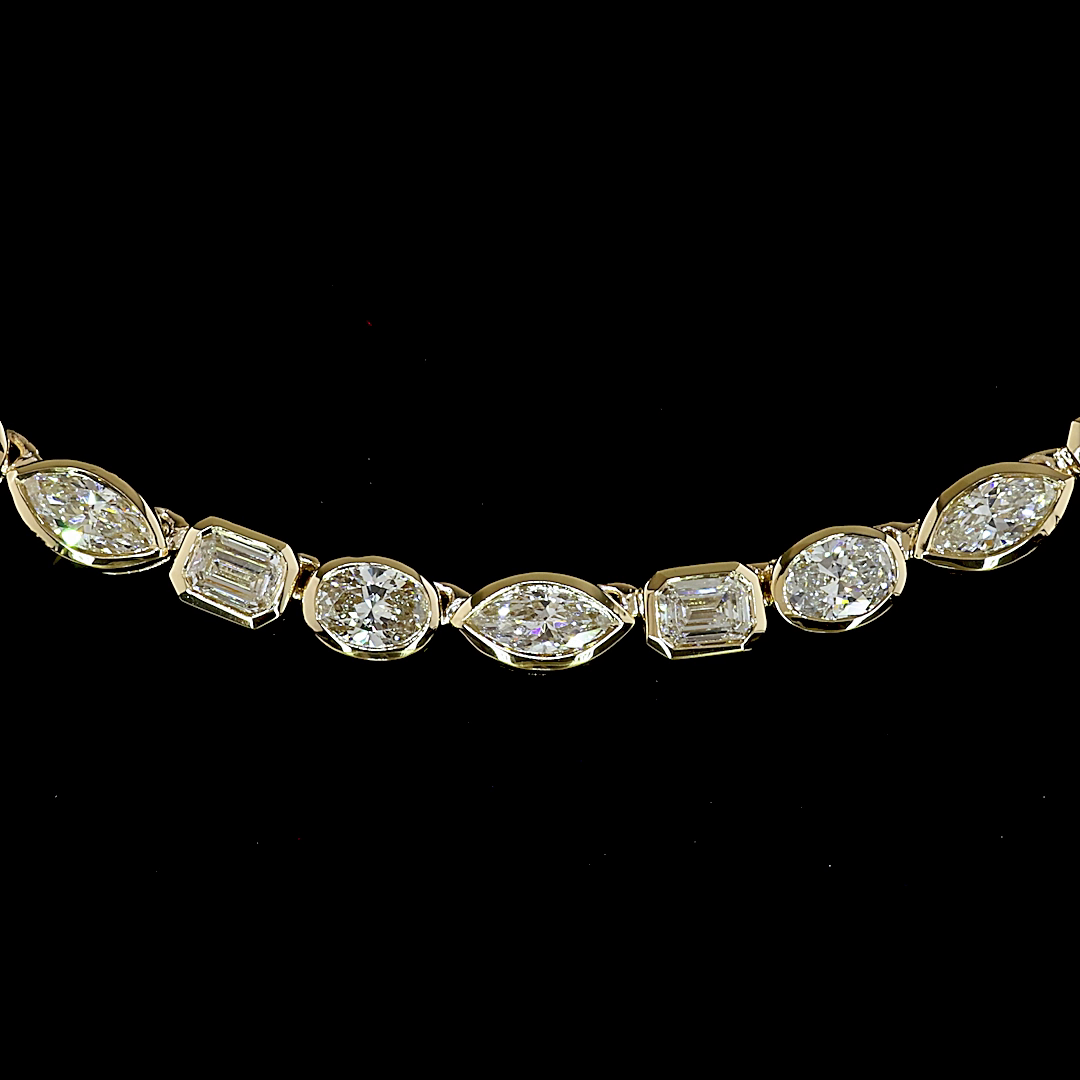 8.26 CTTW MIX Natural Diamond Tennis Necklace 16.5" (H Color and SI Clarity)