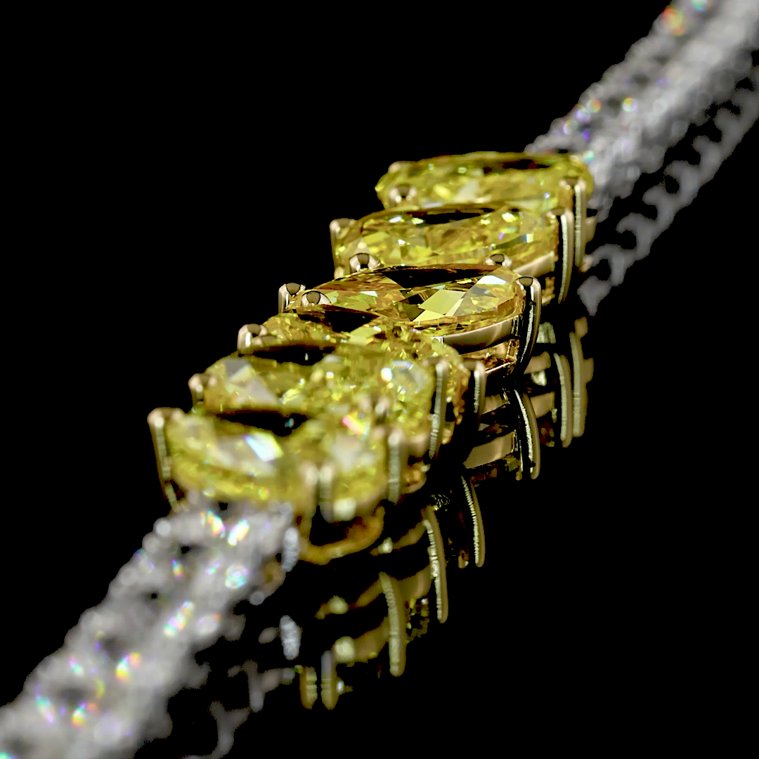 21.81 CTTW MIX Lab Grown Diamond Tennis Necklace 16" (FV.YL Color and VS2 Clarity)