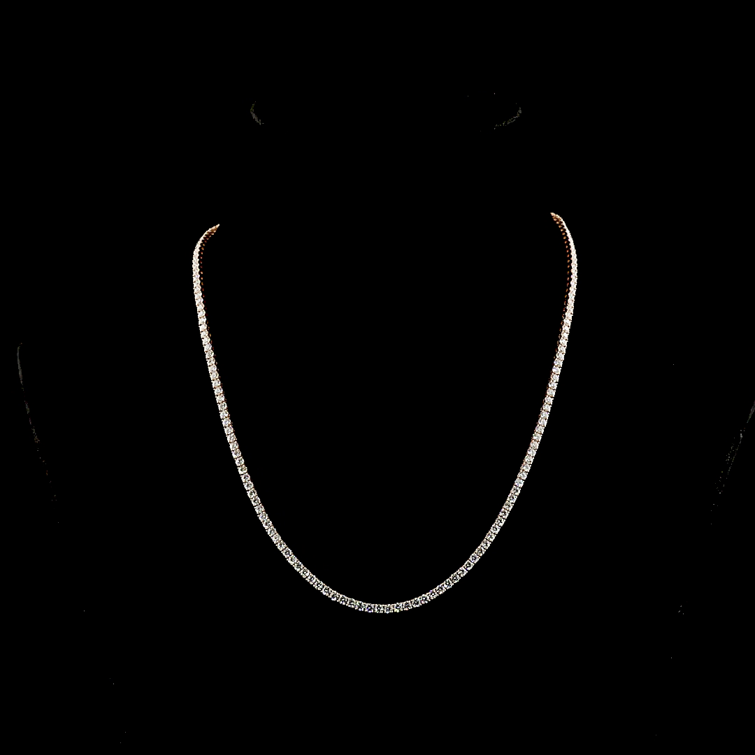 7.96 CTTW Round Lab Grown Diamond Tennis Necklace 17" (E Color and VS1 Clarity)