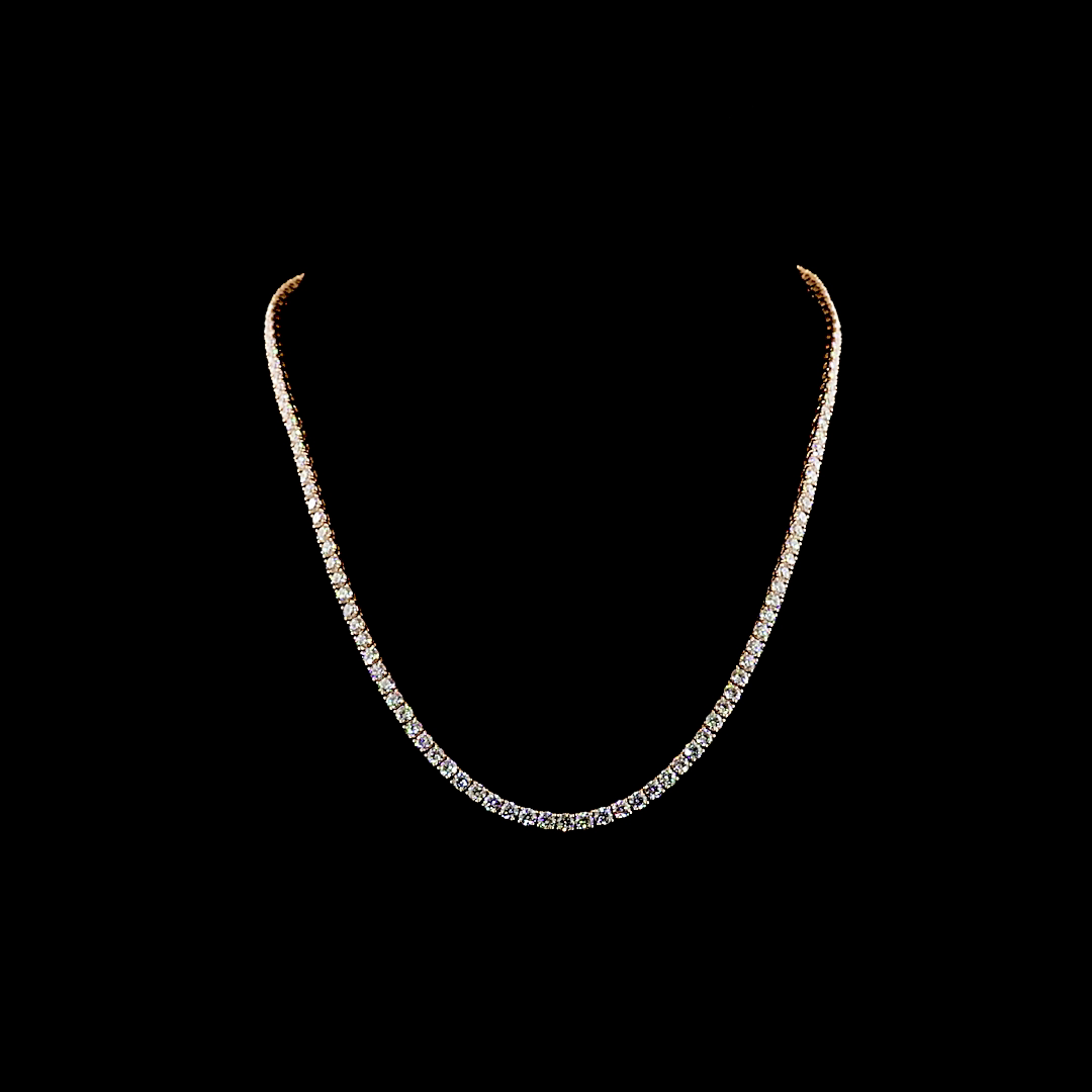 14.80 CTTW Round Lab Grown Diamond Tennis Necklace 17" (E Color and VS1 Clarity)