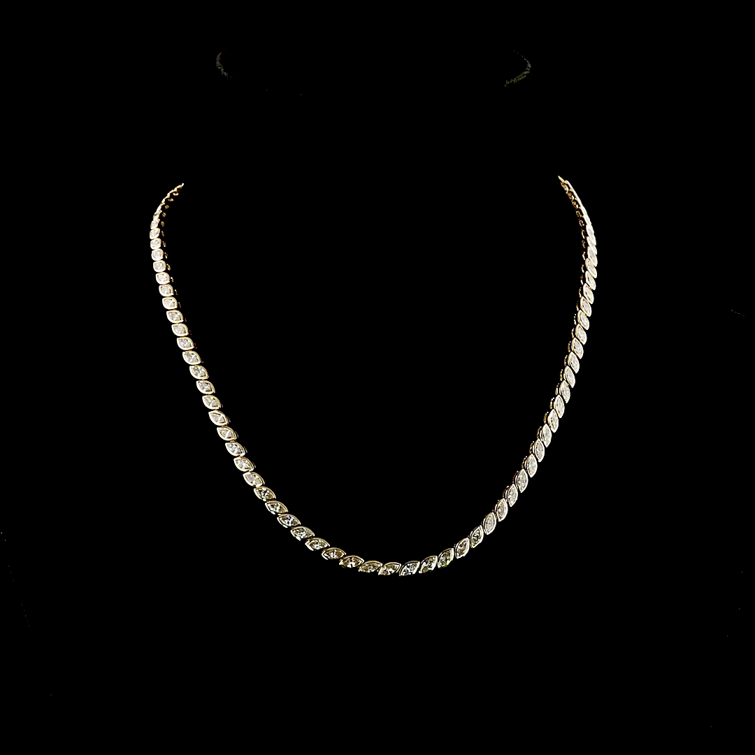 9.78 CTTW Marquise Lab Grown Diamond Tennis Necklace 16.5" (E Color and VS1 Clarity)