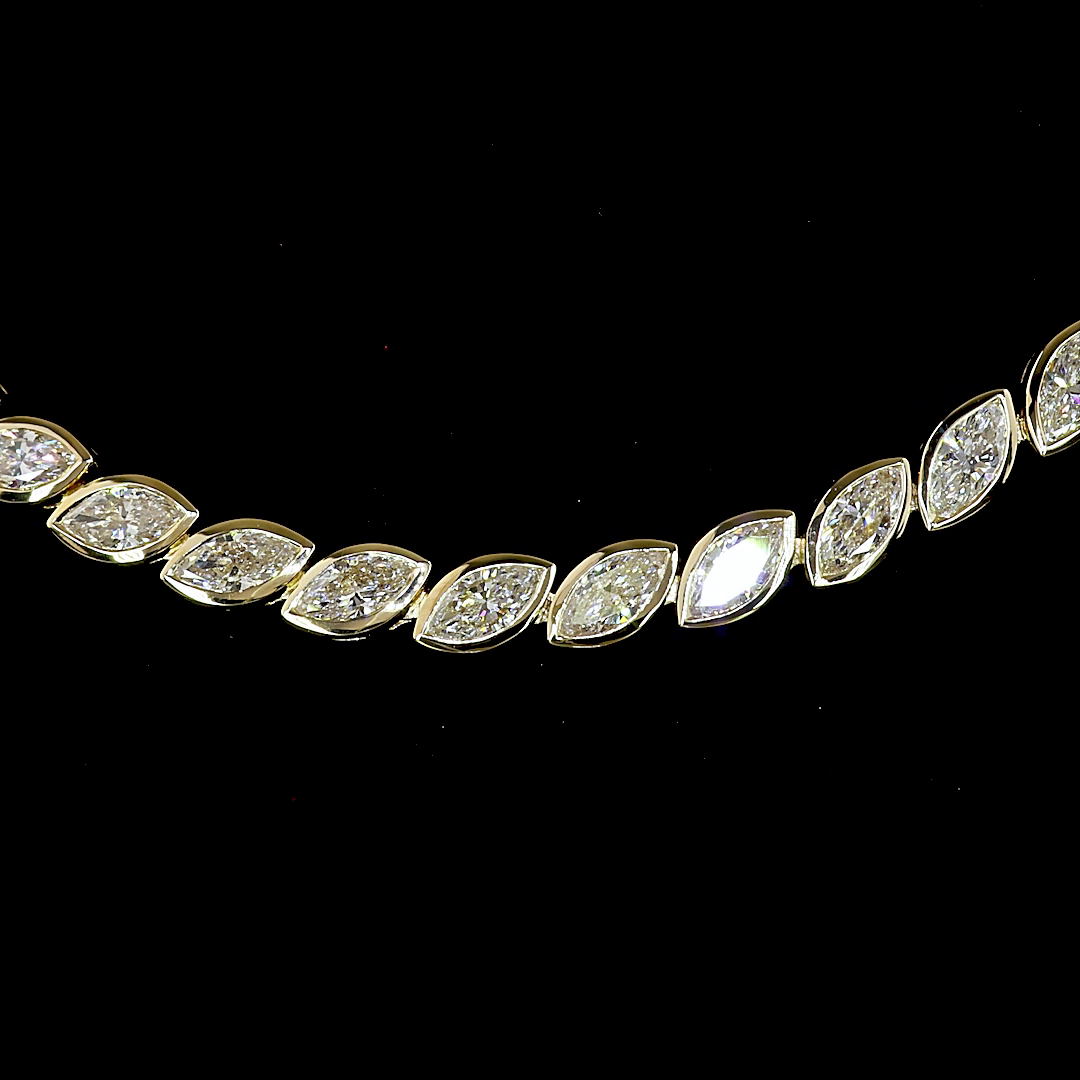 9.78 CTTW Marquise Lab Grown Diamond Tennis Necklace 16.5" (E Color and VS1 Clarity)