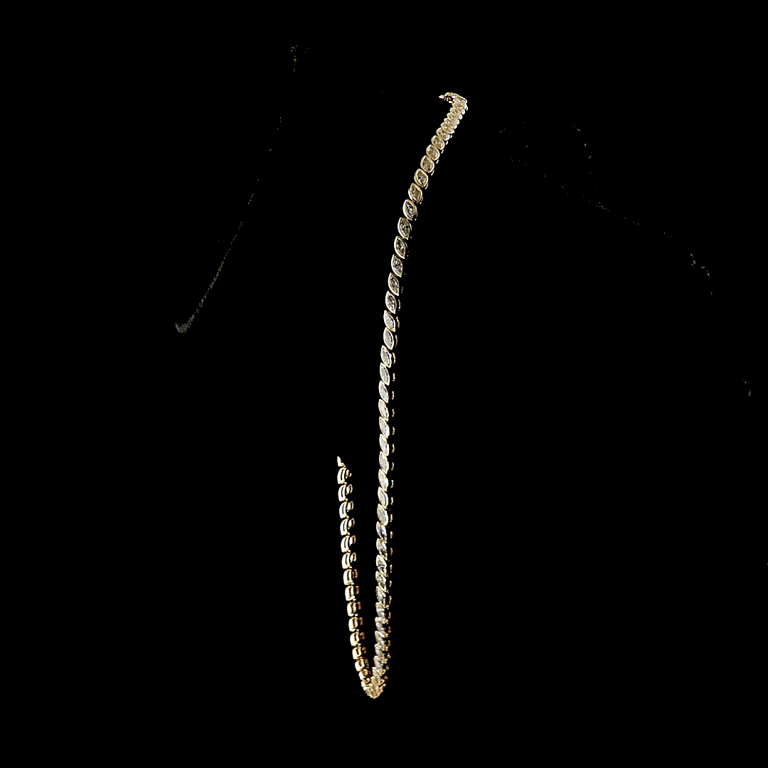 9.78 CTTW Marquise Lab Grown Diamond Tennis Necklace 16.5" (E Color and VS1 Clarity)