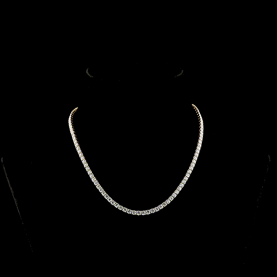 14.39 CTTW Round Lab Grown Diamond Tennis Necklace 15" (F Color and VS Clarity)