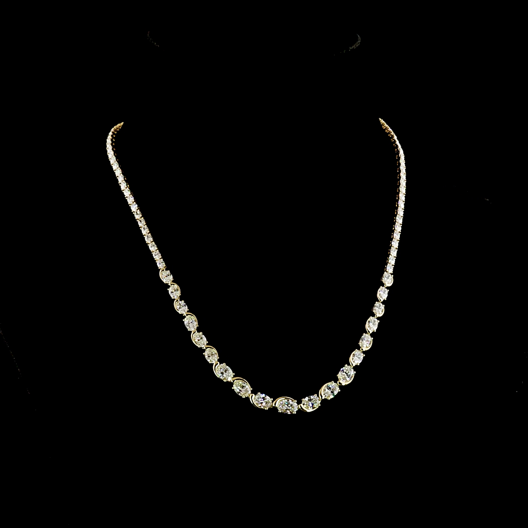 6.92 CTTW Marquise Lab Grown Diamond Riviera Necklace 16.5" (E Color and VS1 Clarity)