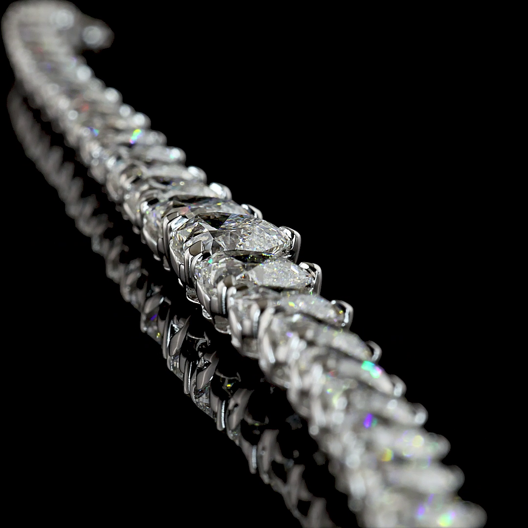 32.48 CTTW Heart Lab Grown Diamond Tennis Necklace 16.5" (F Color and VVS2 Clarity)