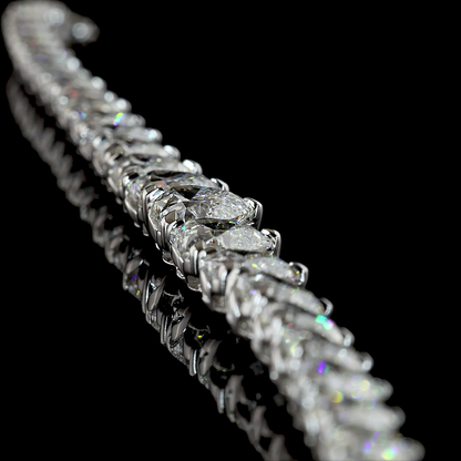 32.48 CTTW Heart Lab Grown Diamond Tennis Necklace 16.5" (F Color and VVS2 Clarity)