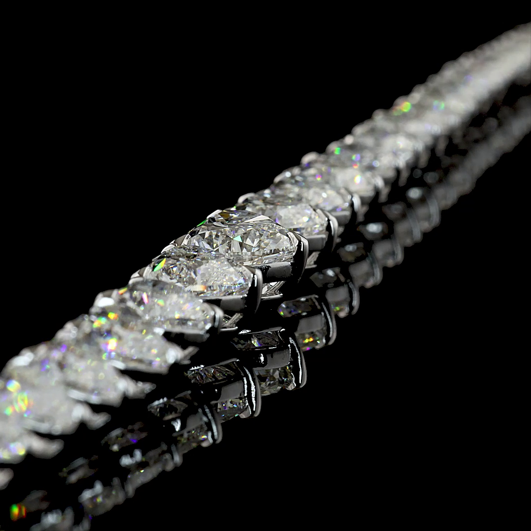 32.48 CTTW Heart Lab Grown Diamond Tennis Necklace 16.5" (F Color and VVS2 Clarity)