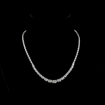 15.38 CTTW Oval Lab Grown Diamond Riviera Necklace 16" (F Color and VVS2 Clarity)