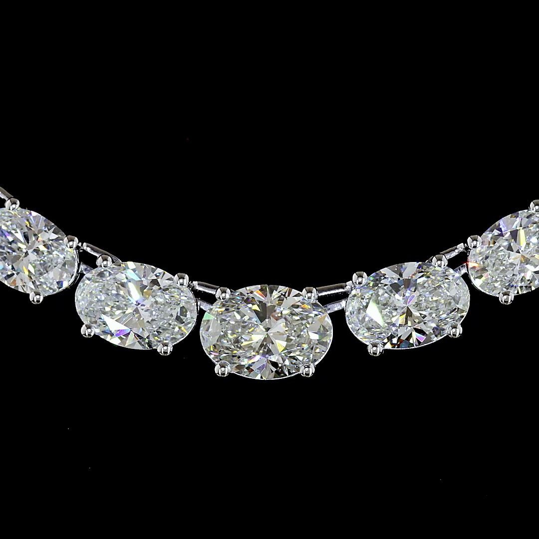15.38 CTTW Oval Lab Grown Diamond Riviera Necklace 16" (F Color and VVS2 Clarity)