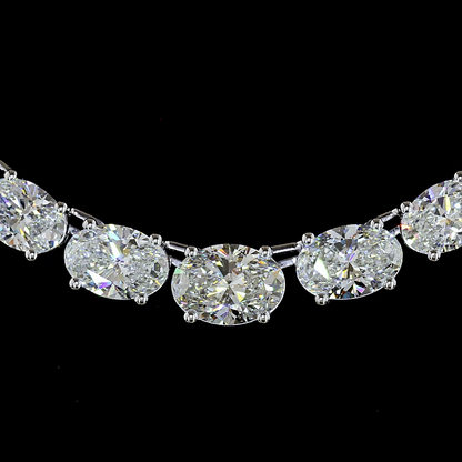 15.38 CTTW Oval Lab Grown Diamond Riviera Necklace 16" (F Color and VVS2 Clarity)