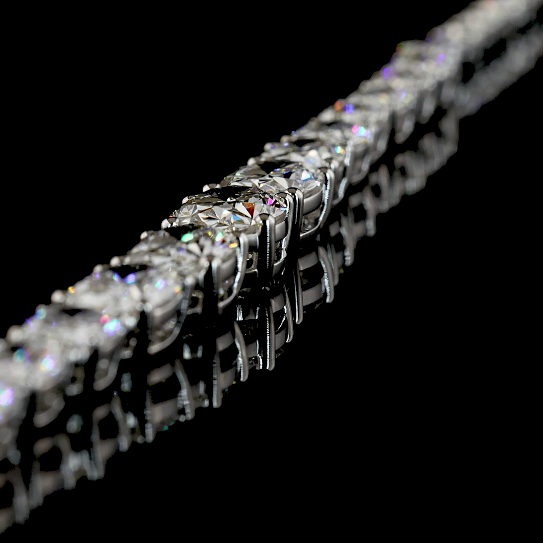 15.38 CTTW Oval Lab Grown Diamond Riviera Necklace 16" (F Color and VVS2 Clarity)