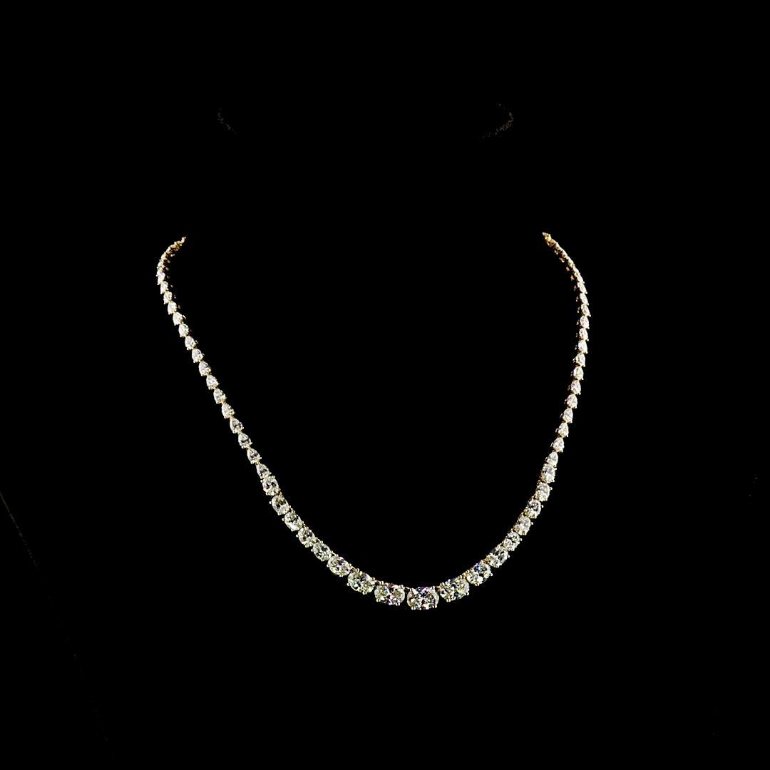 15.61 CTTW Oval Lab Grown Diamond Riviera Necklace 16.5" (E Color and VS1 Clarity)
