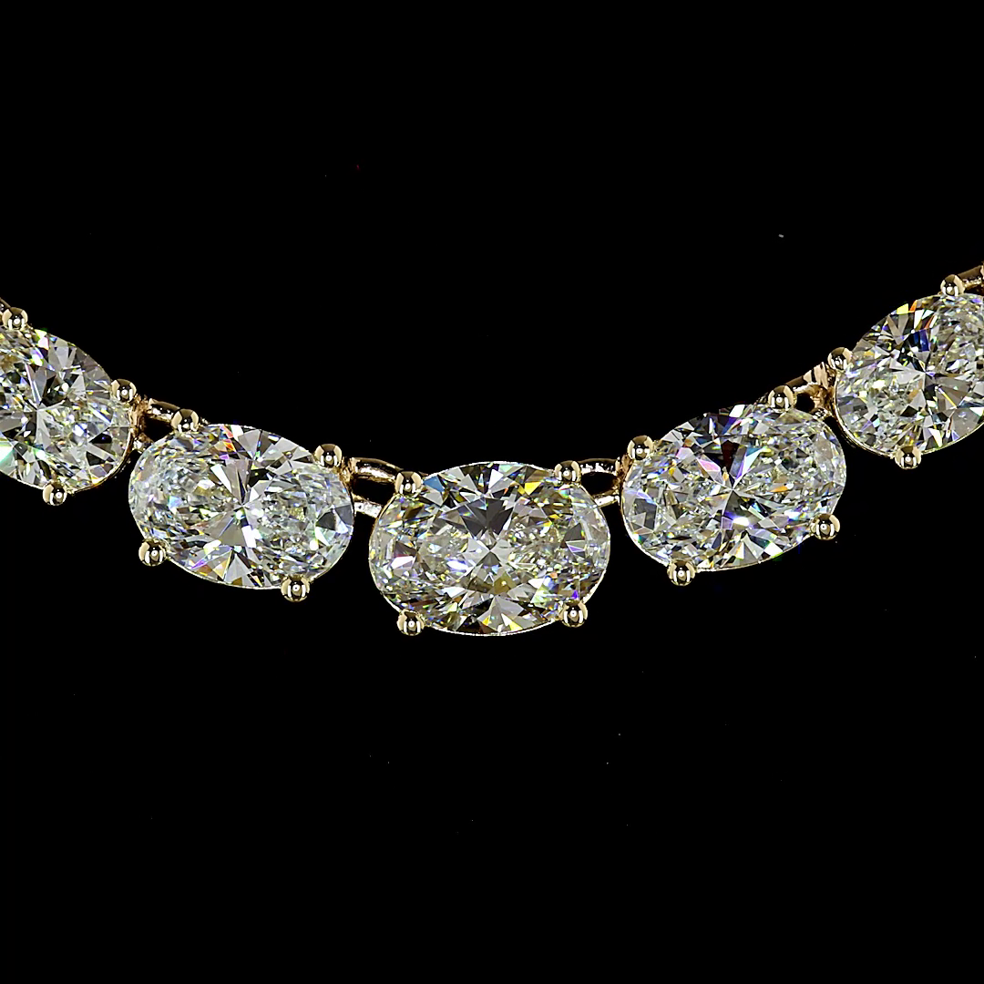 15.61 CTTW Oval Lab Grown Diamond Riviera Necklace 16.5" (E Color and VS1 Clarity)