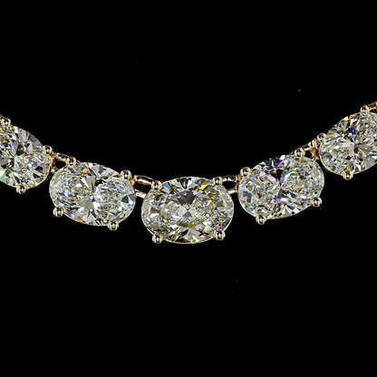 15.61 CTTW Oval Lab Grown Diamond Riviera Necklace 16.5" (E Color and VS1 Clarity)