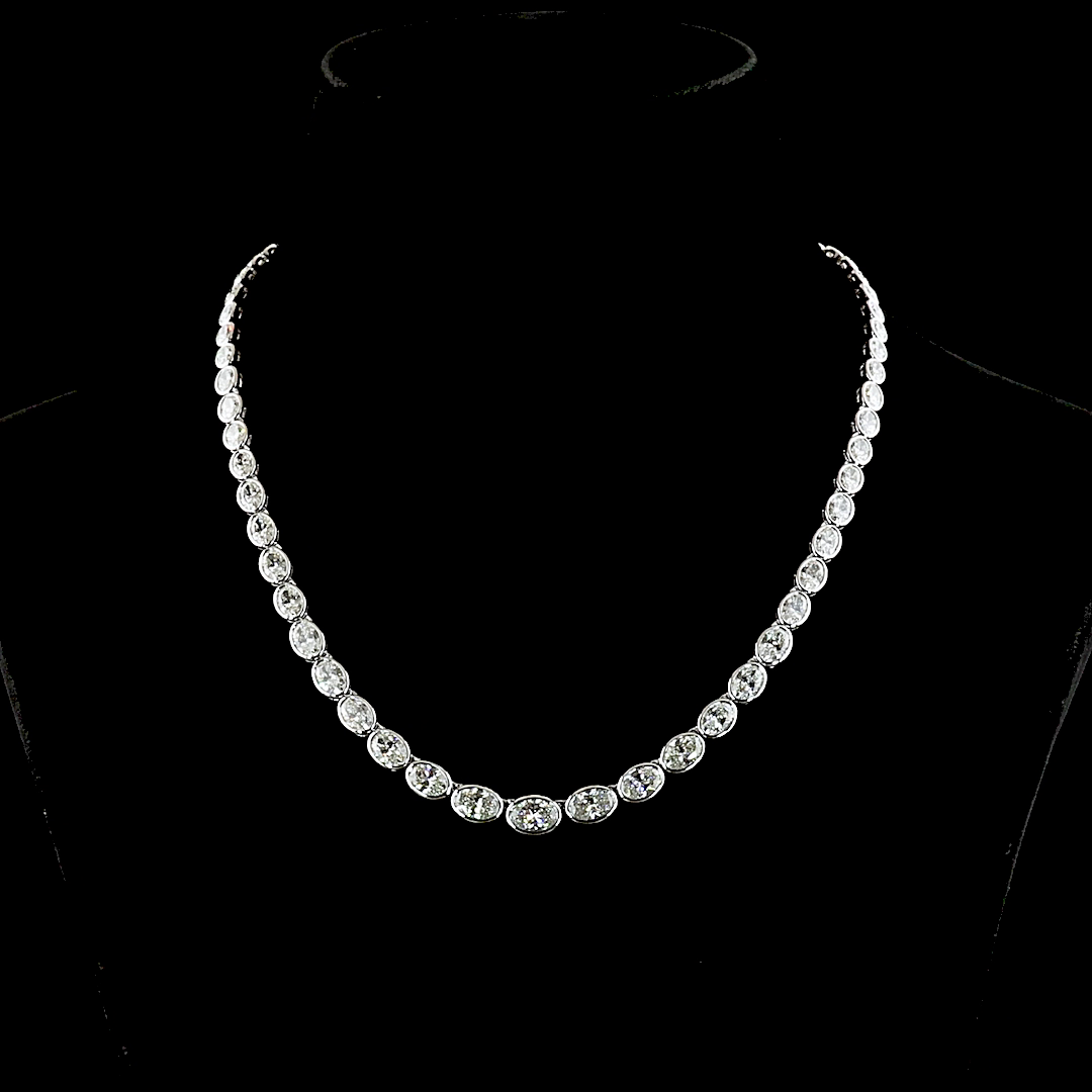 21.97 CTTW Oval Lab Grown Diamond Riviera Necklace 17" (E Color and VS1 Clarity)