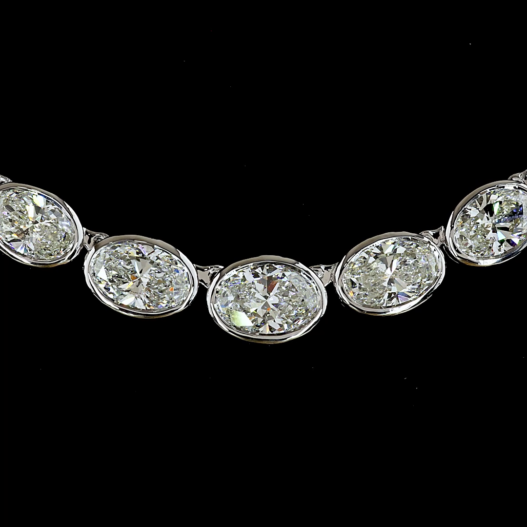 21.97 CTTW Oval Lab Grown Diamond Riviera Necklace 17" (E Color and VS1 Clarity)