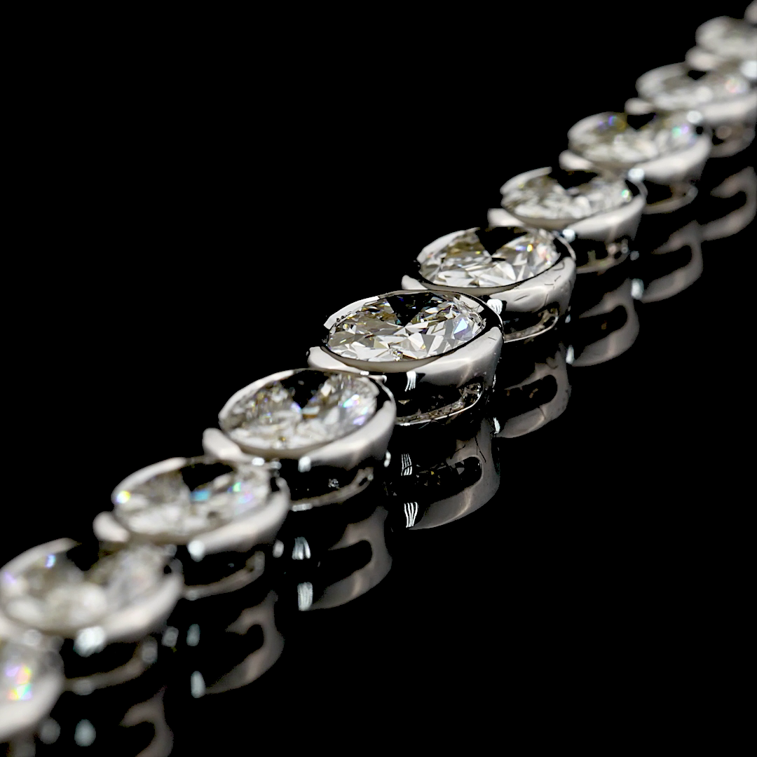 21.97 CTTW Oval Lab Grown Diamond Riviera Necklace 17" (E Color and VS1 Clarity)