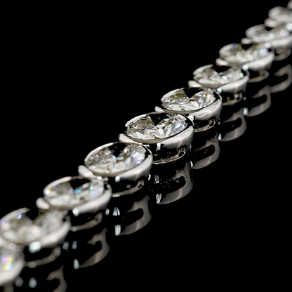 21.97 CTTW Oval Lab Grown Diamond Riviera Necklace 17" (E Color and VS1 Clarity)
