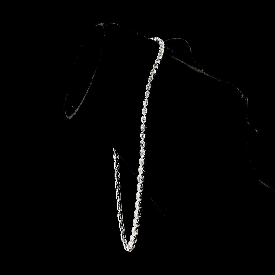 21.97 CTTW Oval Lab Grown Diamond Riviera Necklace 17" (E Color and VS1 Clarity)