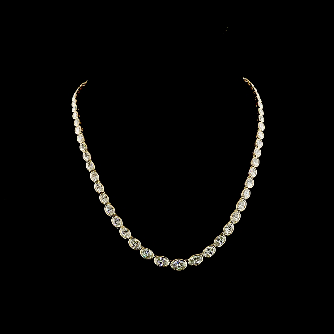 22.03 CTTW Oval Lab Grown Diamond Riviera Necklace 17" (E Color and VS1 Clarity)