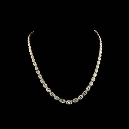22.03 CTTW Oval Lab Grown Diamond Riviera Necklace 17" (E Color and VS1 Clarity)