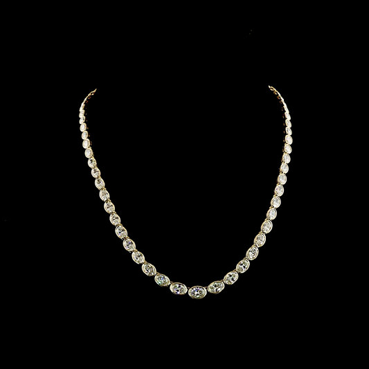 22.03 CTTW Oval Lab Grown Diamond Riviera Necklace 17" (E Color and VS1 Clarity)