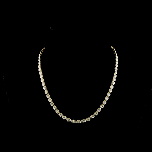 18.84 CTTW Oval Lab Grown Diamond Tennis Necklace 16.5" (D Color and VS1 Clarity)
