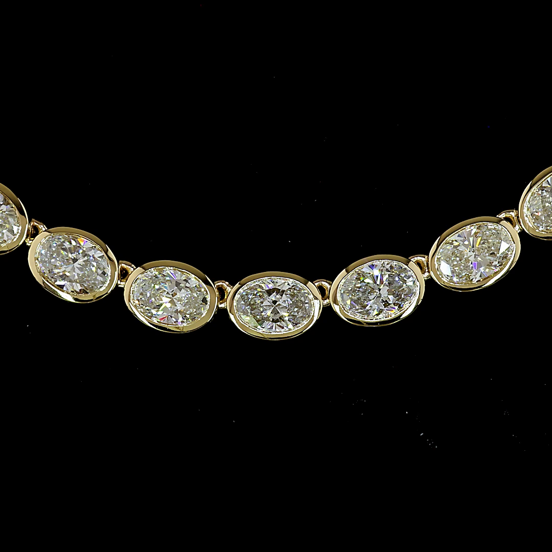 18.84 CTTW Oval Lab Grown Diamond Tennis Necklace 16.5" (D Color and VS1 Clarity)