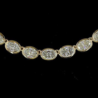 18.84 CTTW Oval Lab Grown Diamond Tennis Necklace 16.5" (D Color and VS1 Clarity)