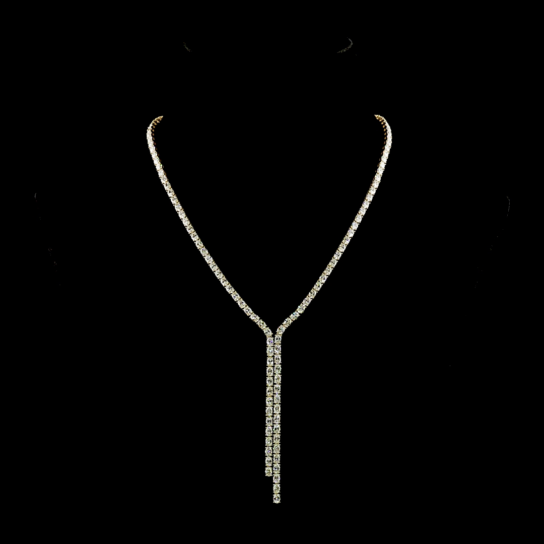 17.56 CTTW Oval Lab Grown Diamond Lariat Necklace 16.5" (E Color and VS1 Clarity)