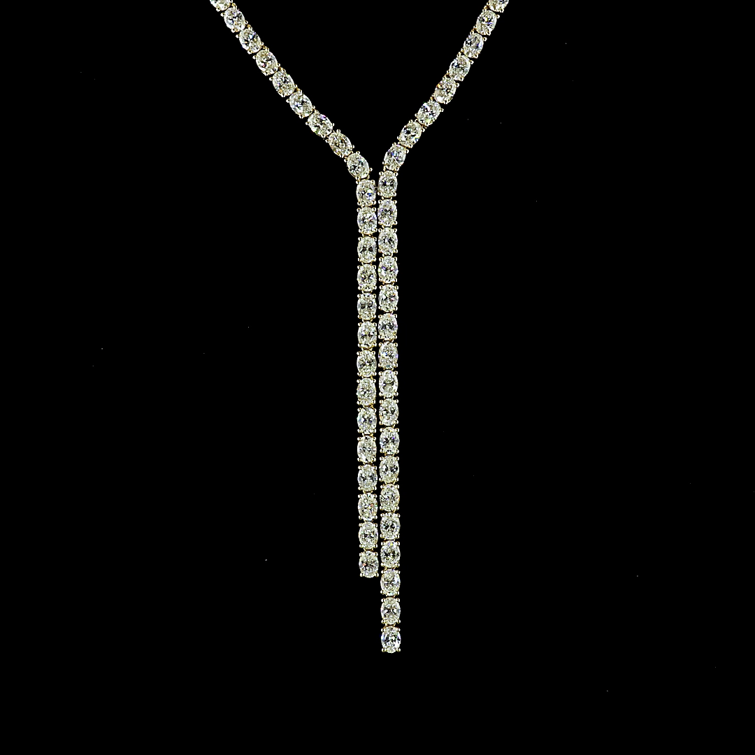 17.56 CTTW Oval Lab Grown Diamond Lariat Necklace 16.5" (E Color and VS1 Clarity)