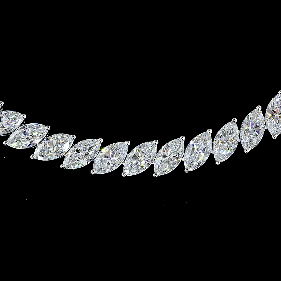 21.83 CTTW Marquise Lab Grown Diamond Tennis Necklace 16.5" (E Color and VS1 Clarity)