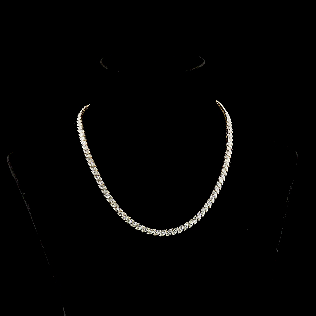 22.14 CTTW Marquise Lab Grown Diamond Tennis Necklace 16.5" (E Color and VS1 Clarity)
