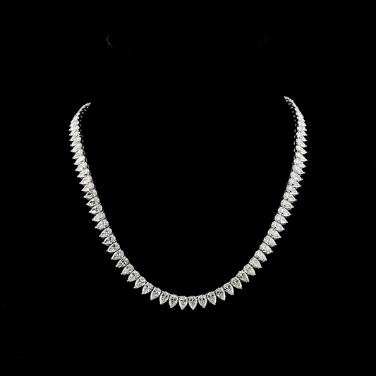 35.55 CTTW Pear Lab Grown Diamond Tennis Necklace 16.5" (E Color and VS1 Clarity)
