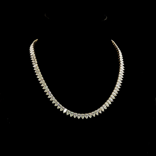 35.06 CTTW Pear Lab Grown Diamond Tennis Necklace 16.5" (E Color and VS1 Clarity)