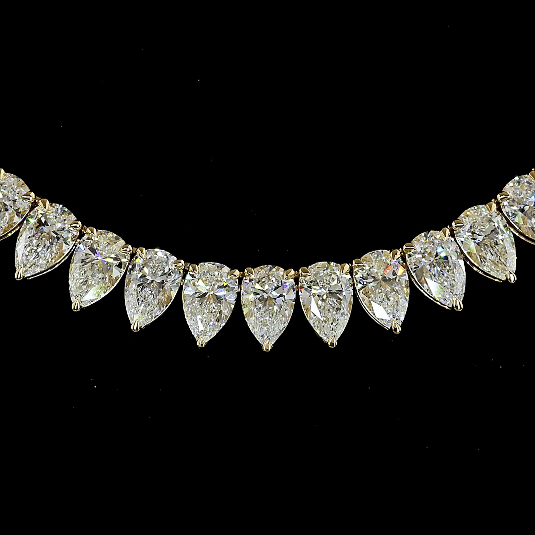 35.06 CTTW Pear Lab Grown Diamond Tennis Necklace 16.5" (E Color and VS1 Clarity)